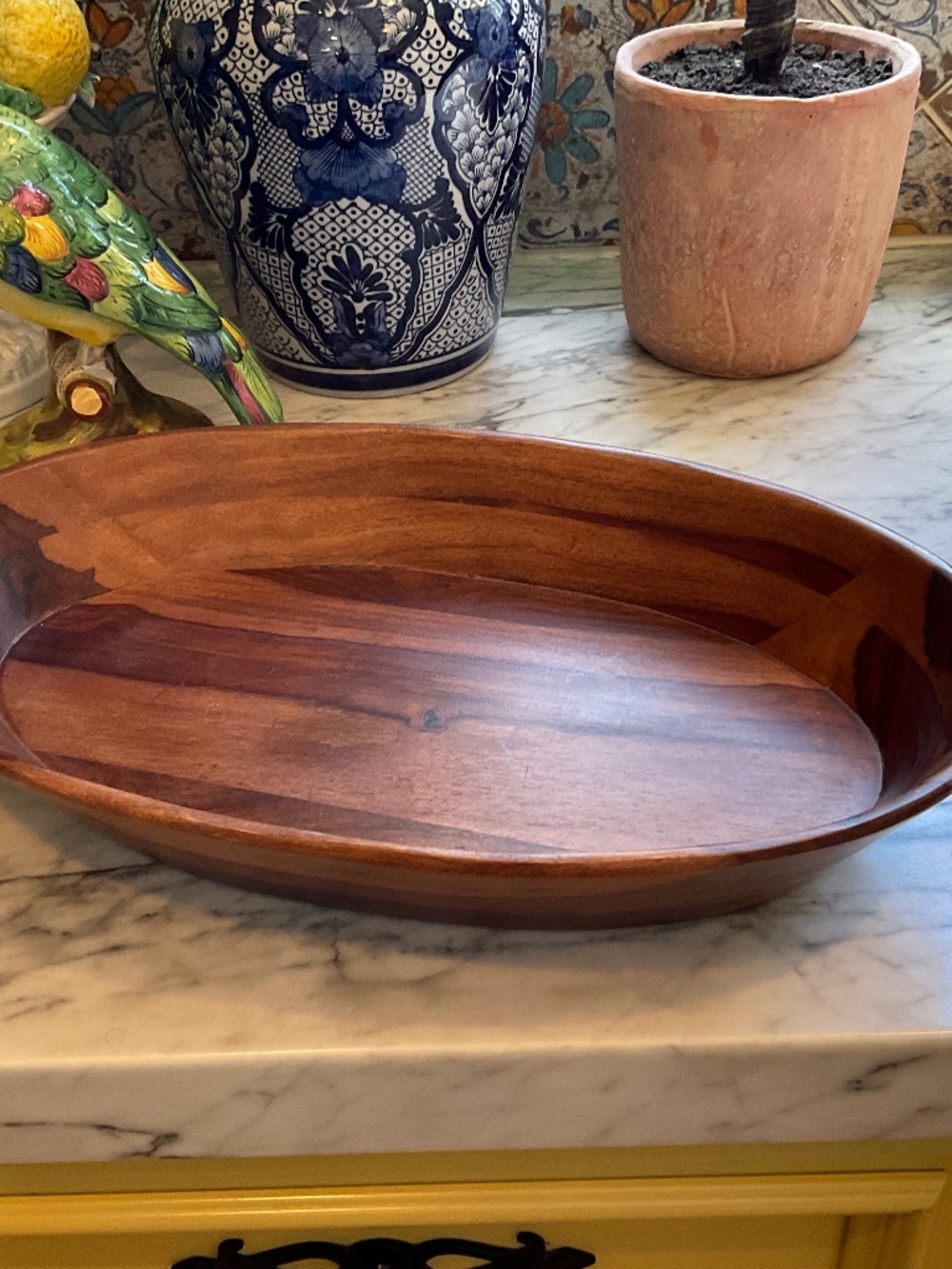 Lovely oval wood bowl, great for serving bread or salads, unused